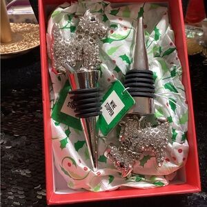 Silver Crystal Dog Wine Stoppers 2PC Set